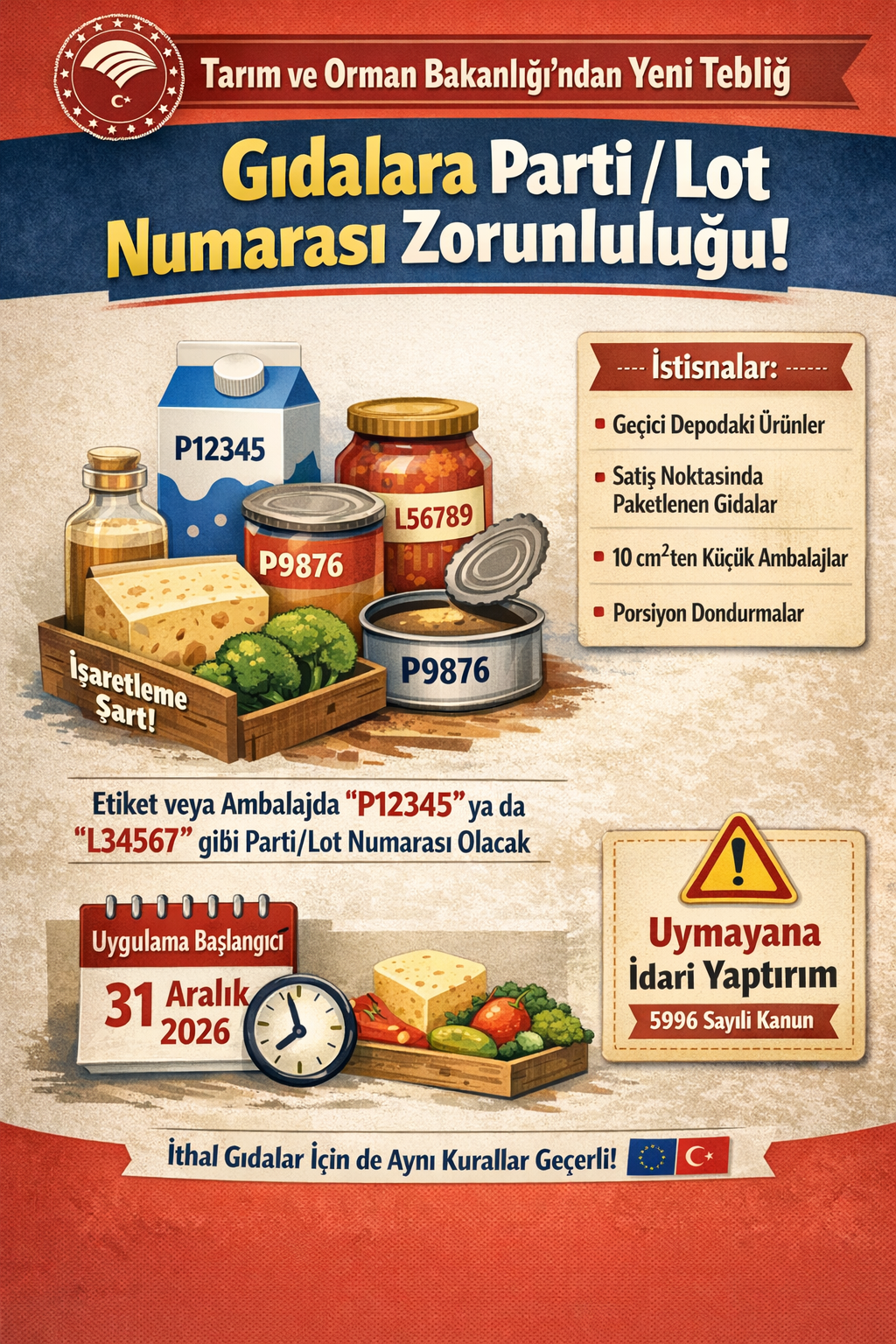 Gıdalar İçin Yeni Tebliğ Yayımlandı: Milyonlarca Üründe Değişiklik!